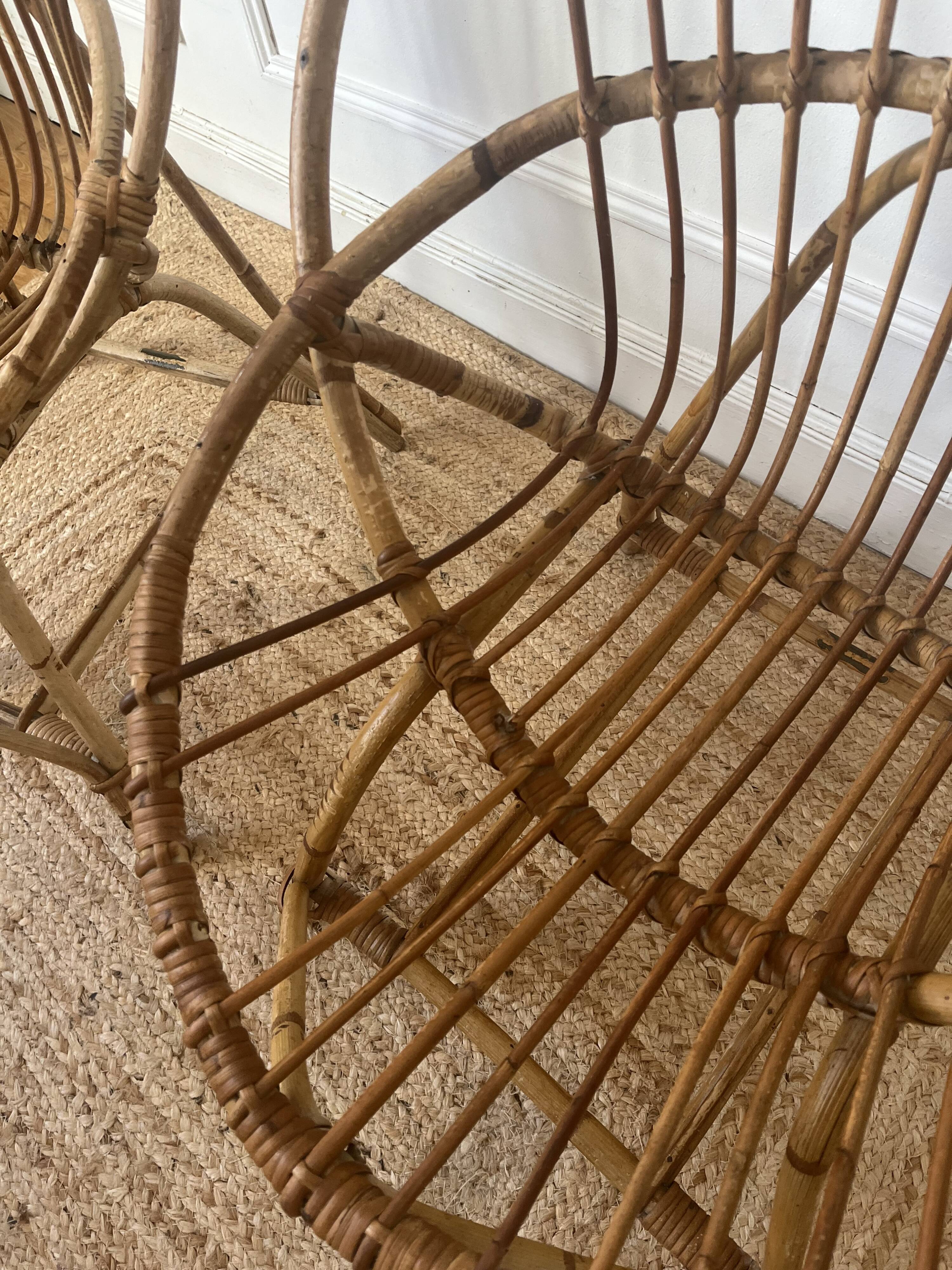 7 vintage rattan armchairs
