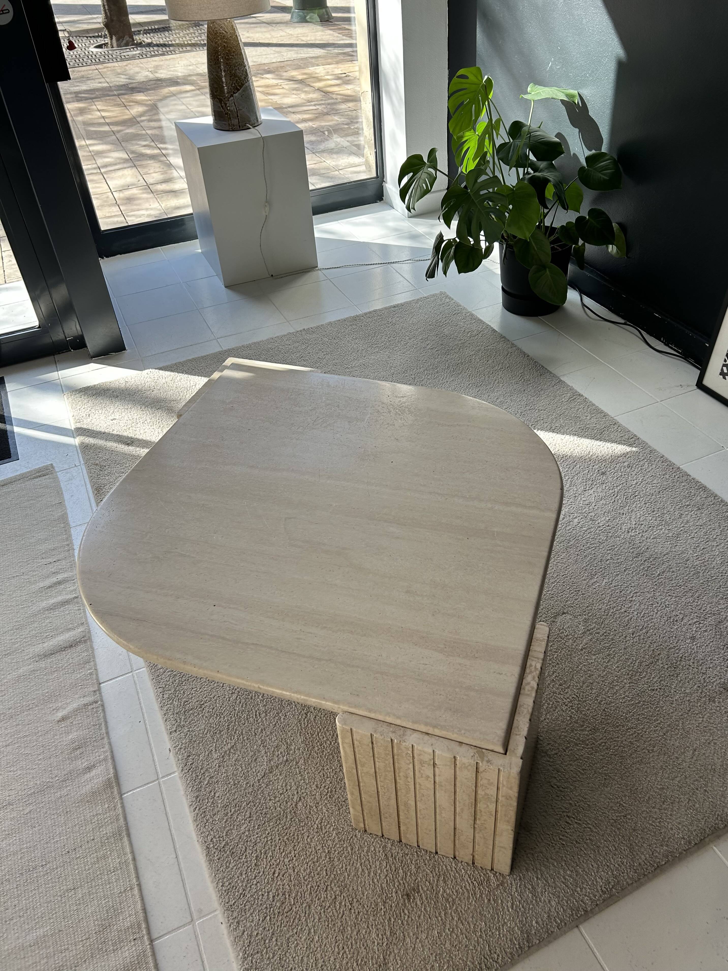 Travertine coffee table Roche Bobois