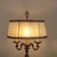 Bronze French Antique Art Nouveau 3-Light Candelabra Lamp Pleated Shade