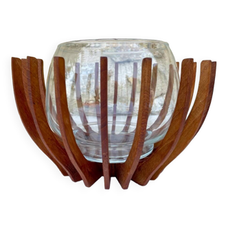 Danish teak and glass centerpiece by Fritz Hansen