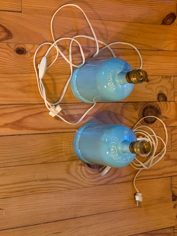 Paire de pieds de lampe, ancienne bouteille gaz en céramique