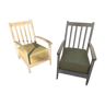 Pair of bleached oak armchairs