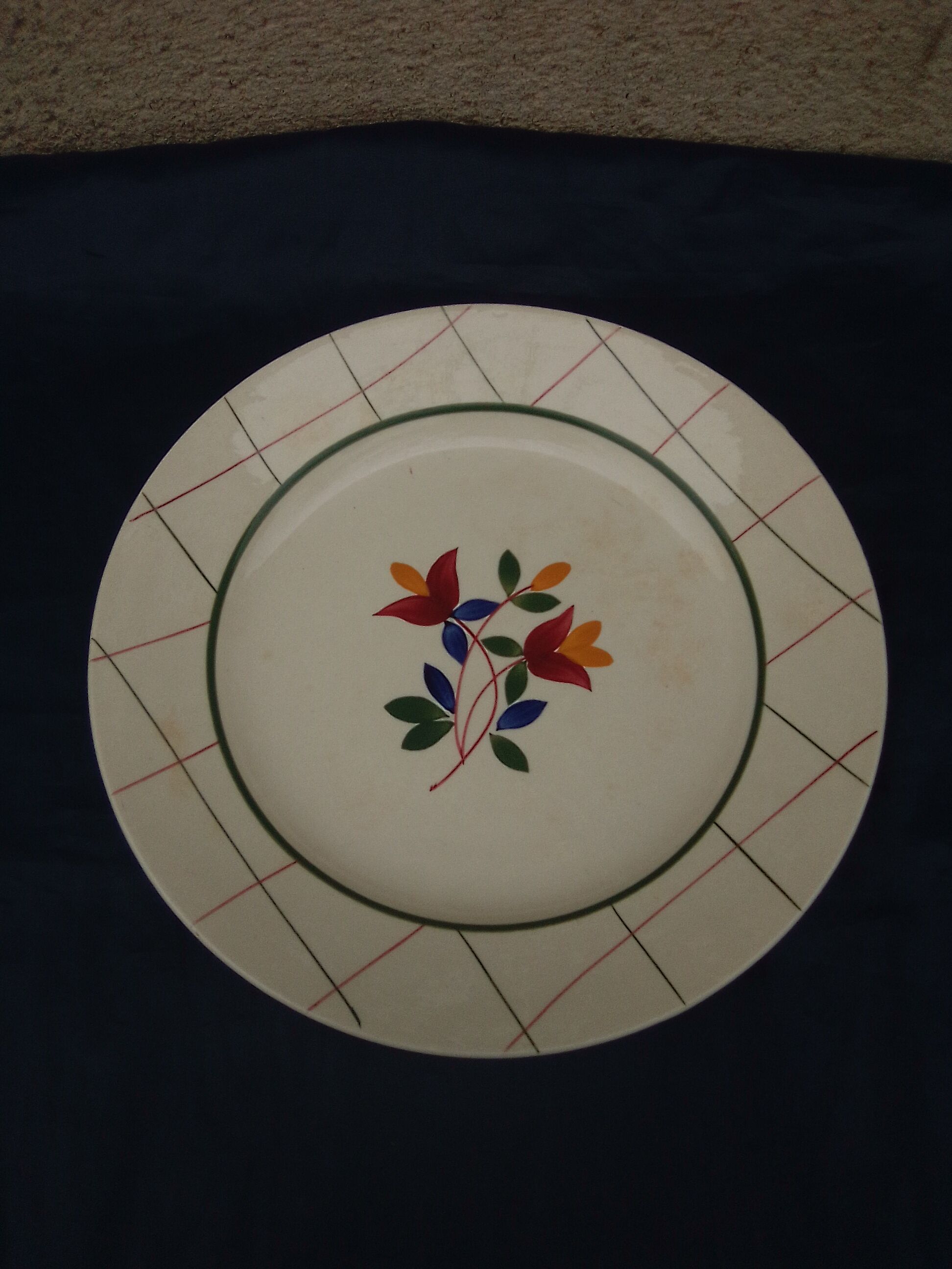 Round dish in Gien earthen earthen model Tamaris diam 28.5 cm