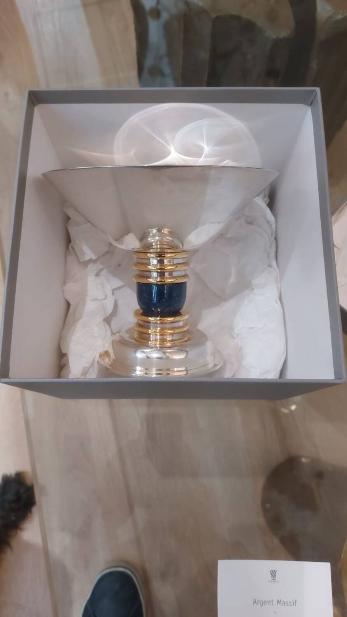 JEAN-EMILE PUIFORCAT - ART DECO CUP IN STERLING SILVER & VERMEIL MINERVE
