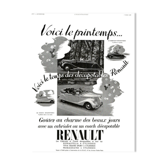Affiche vintage années 30 Renault Automobiles