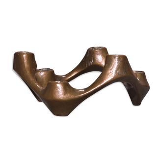 Michael harjes brutalist sculpture bronze candleholder, 60s