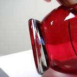 Small carafe, glass/crystal, antique ruby glass, engraved, 19th-20th century.