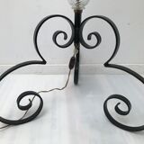 Glass lamp foot and wrought iron