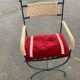 Six. Wrought iron armchairs, rope weaving.