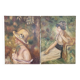 Belle Paire de tableaux femme riviere daria 1983