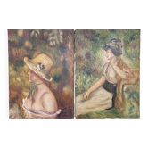 Beautiful Pair of paintings of women on the Daria River, 1983