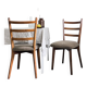 Paire de chaises vintage bois dossier barreaux, assise tissu, style 60s