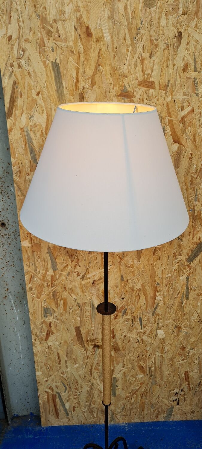 Wrought iron floor lamp and rope