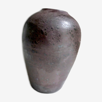 Vase ovale design terre ceramique artisanale marron 24*18
