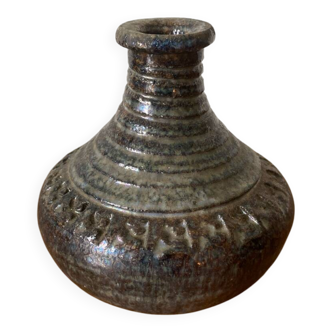 Old lamp base vintage brown glazed stoneware soliflore