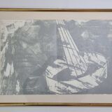 Original lithograph after Jean-Luc Poivret, "Flying Machine", 69 x 47 cm, framed, 1970s