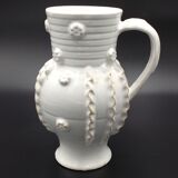 White enamelled ceramic pitcher emile tessier malicorne