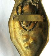 Art Deco wall light gilded bronze carved with cherries, pink tulip Rose in pink glass paste
