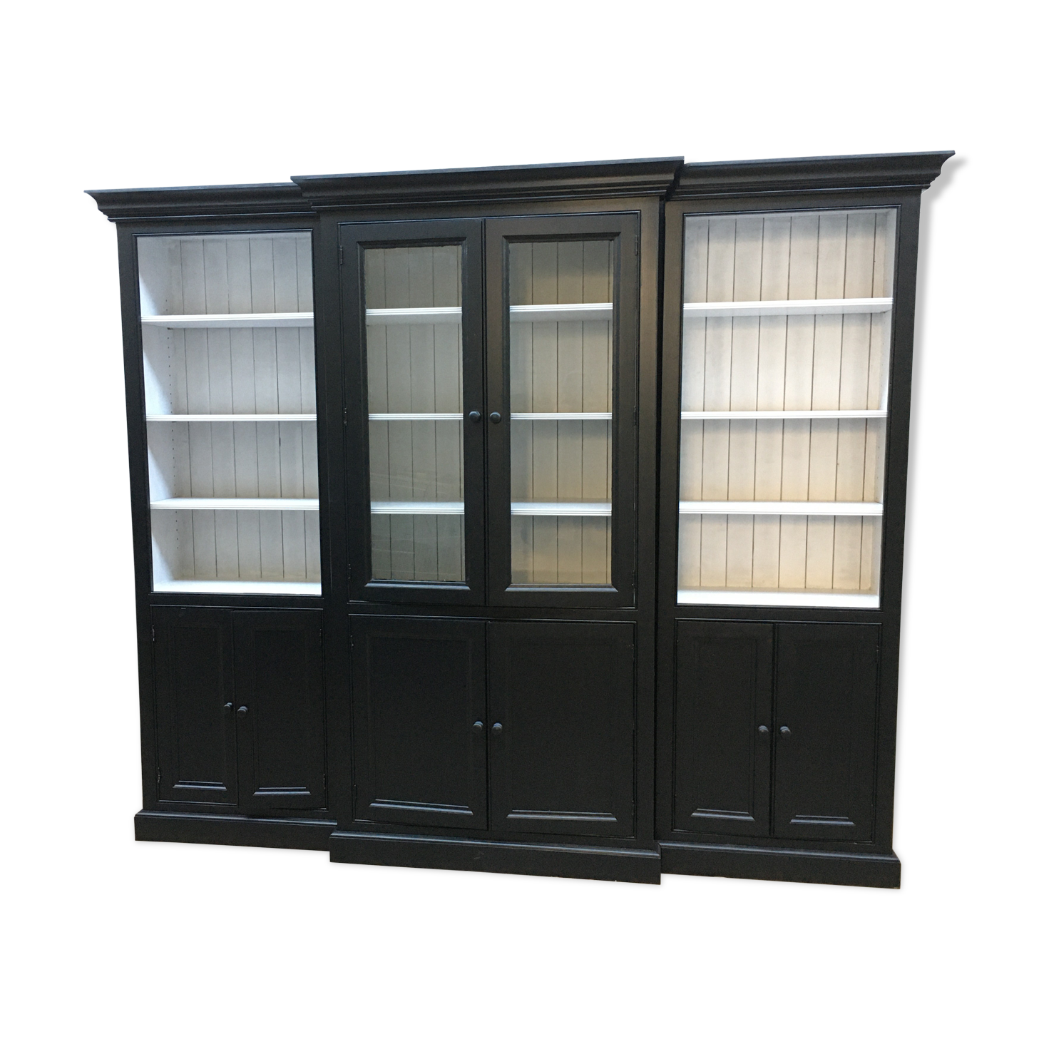 Black patinated wooden bookcase