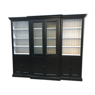Black patinated wooden bookcase