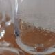 Set of 5 old port glasses with engraved crystal stems