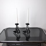 Pair of candlesticks "birds", folk art, Denmark, 1970