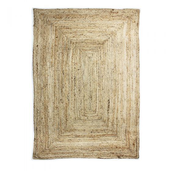 Jute rug 160x230 cm white outline