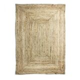 Jute rug 160x230 cm white outline