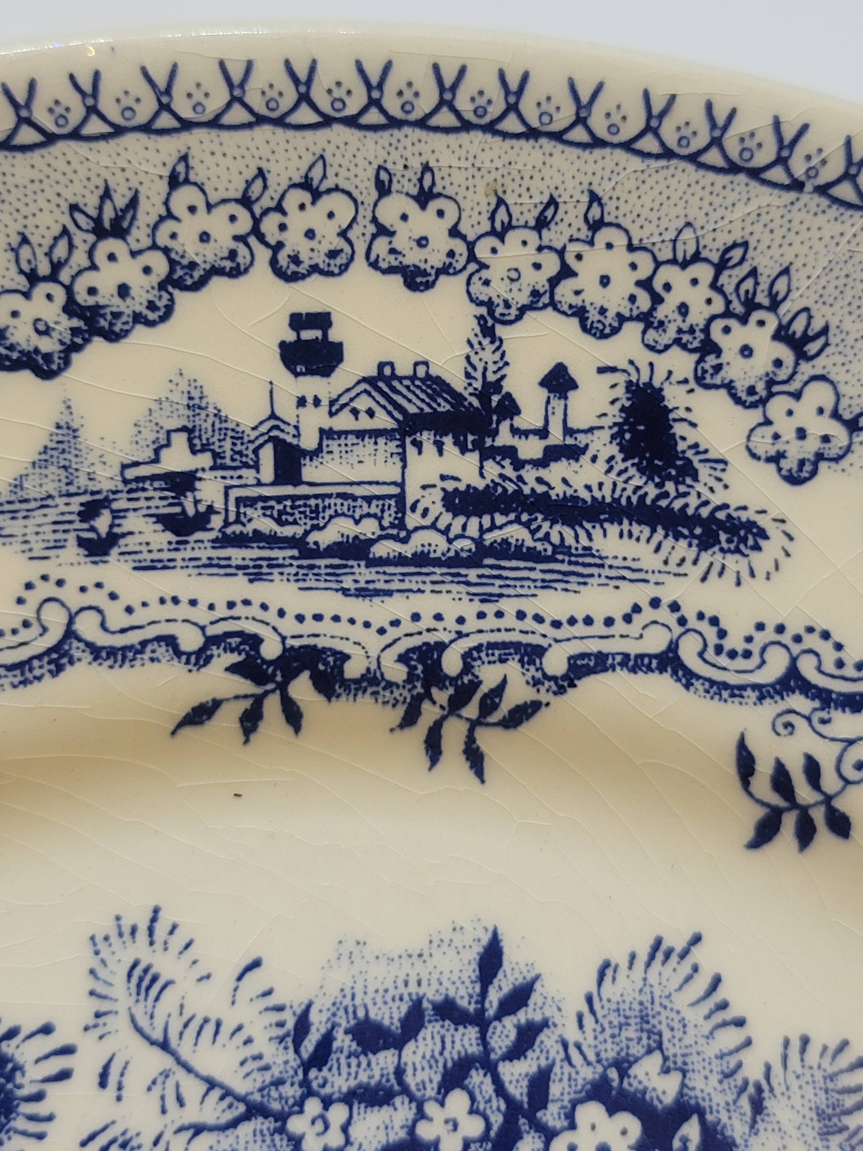 2 Antique Gilman Sacavem Statue Dinner Plates / Serving Dishes