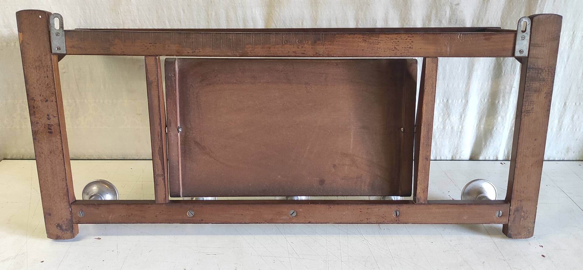 Solid wood and chrome metal coat rack - mid 20th century.