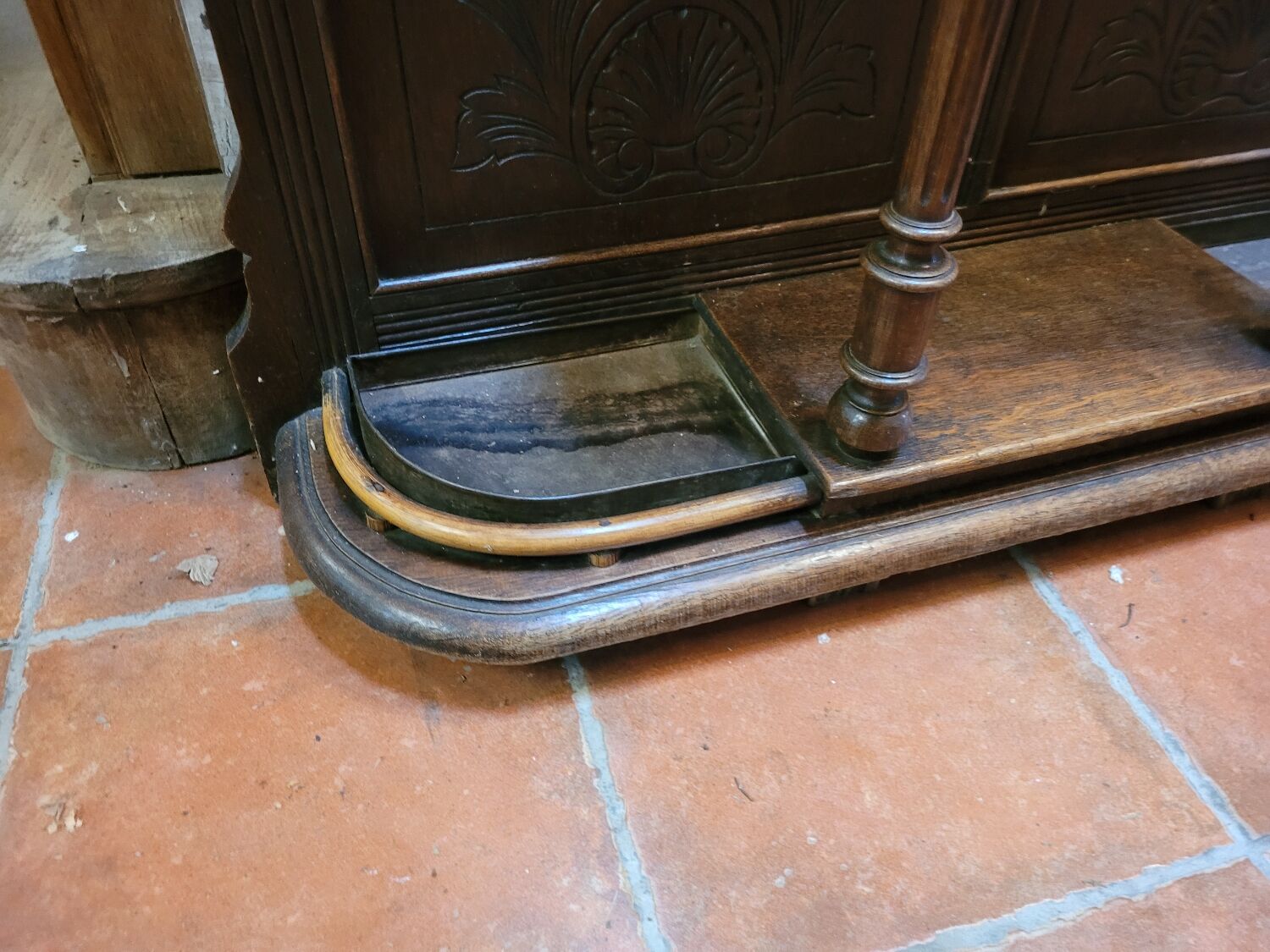 Old oak cloakroom or coat rack