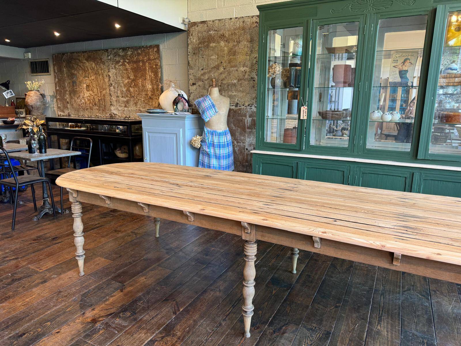 Large raw wood dining table