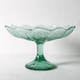 Glass Pedestal Bowl / Vintage Georgia Green Fruit Bowl / Ukraine / 1950s