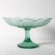Bol en verre sur pied / Bol à fruits vert de Géorgie vintage / Ukraine / Années 1950