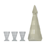 Carafe tronconique et ses 3 verres