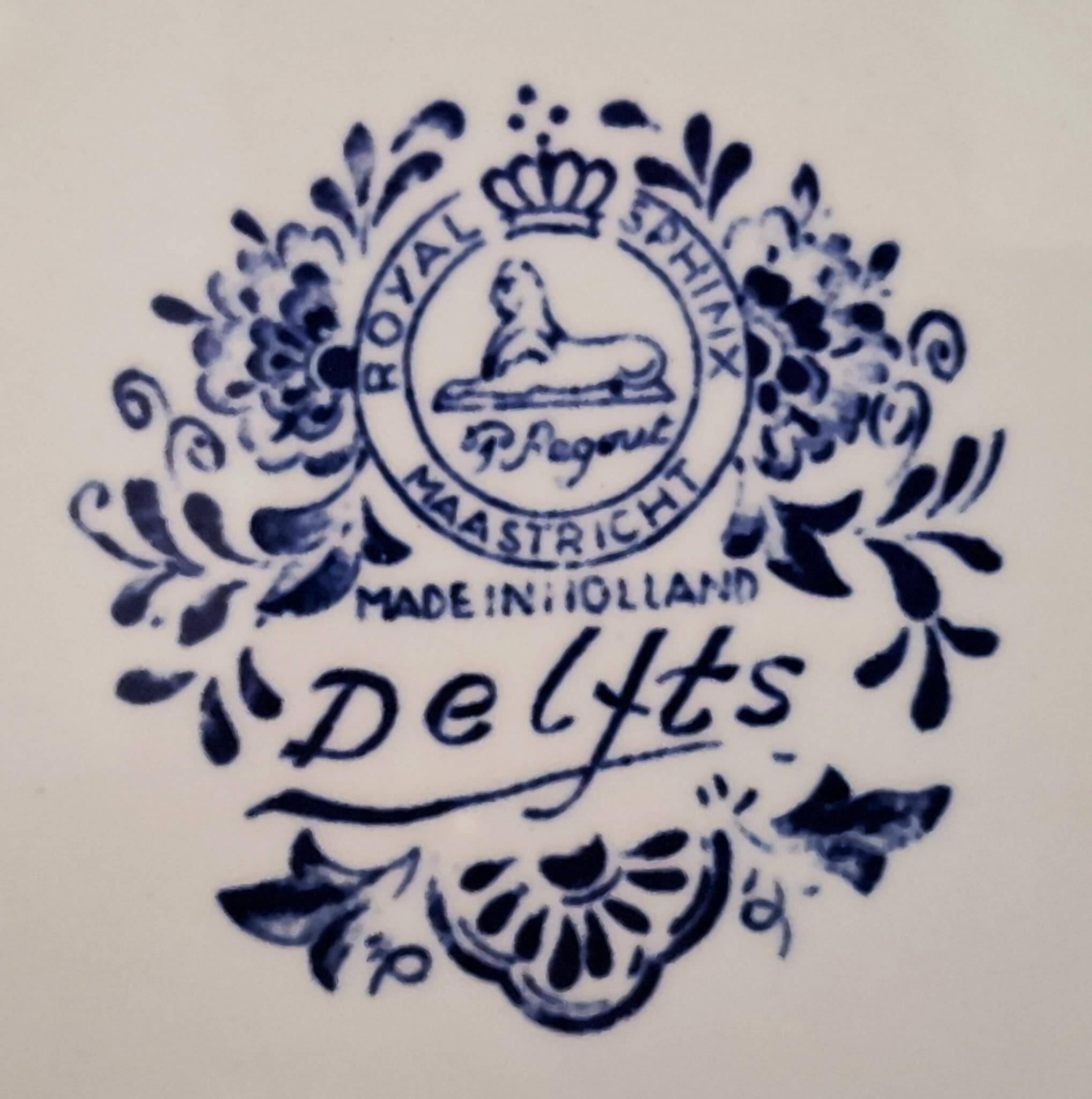 An antique Delftware dish, Royal Sphinx Maastricht, Made in Holland