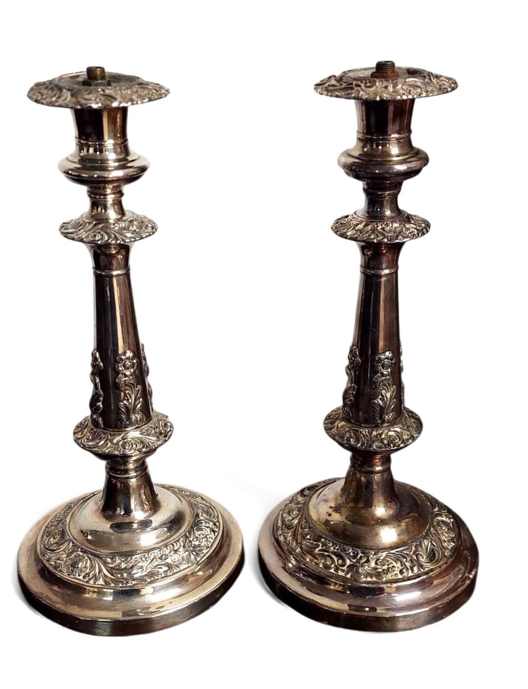 Pair of antique silver candelabras, first half of the 20th century