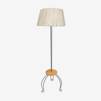 Lampadaire 1960 Edith Nylon fer forgé et tablette