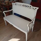 Banc Art Nouveau en bois de style colonial, rénové