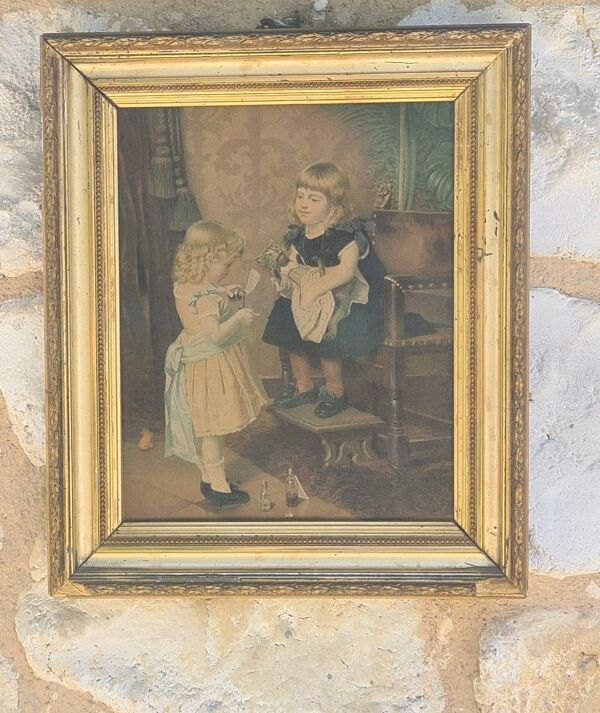 Tableau ''les petites filles au chat