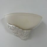 Pair of plaster and frosted glass wall lights, France, 1970.