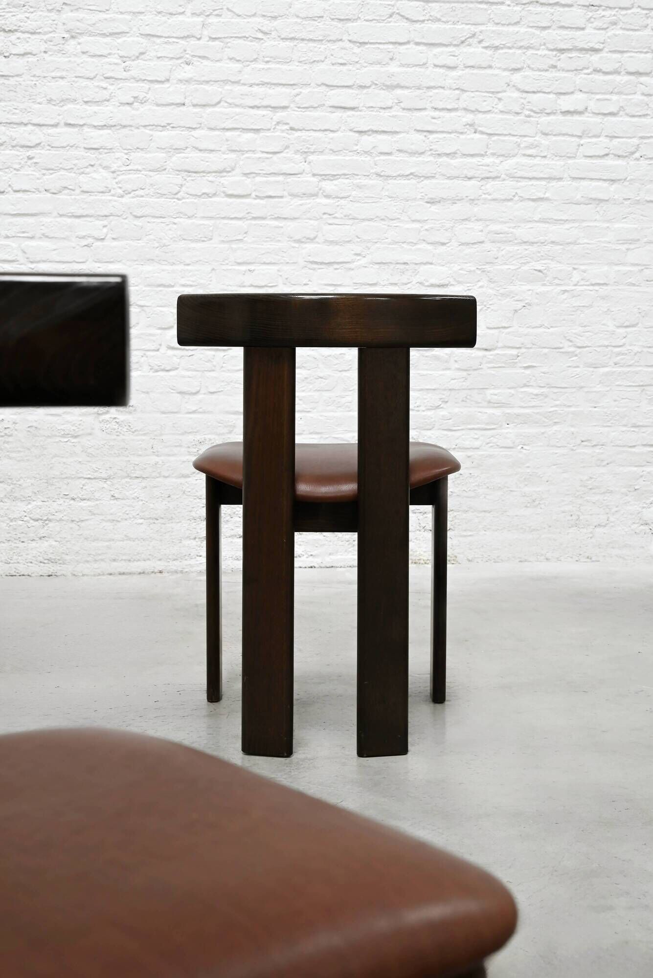 Dining Set by Luigi Vaghi for Former with Six Leather Chairs, Italy 1960's