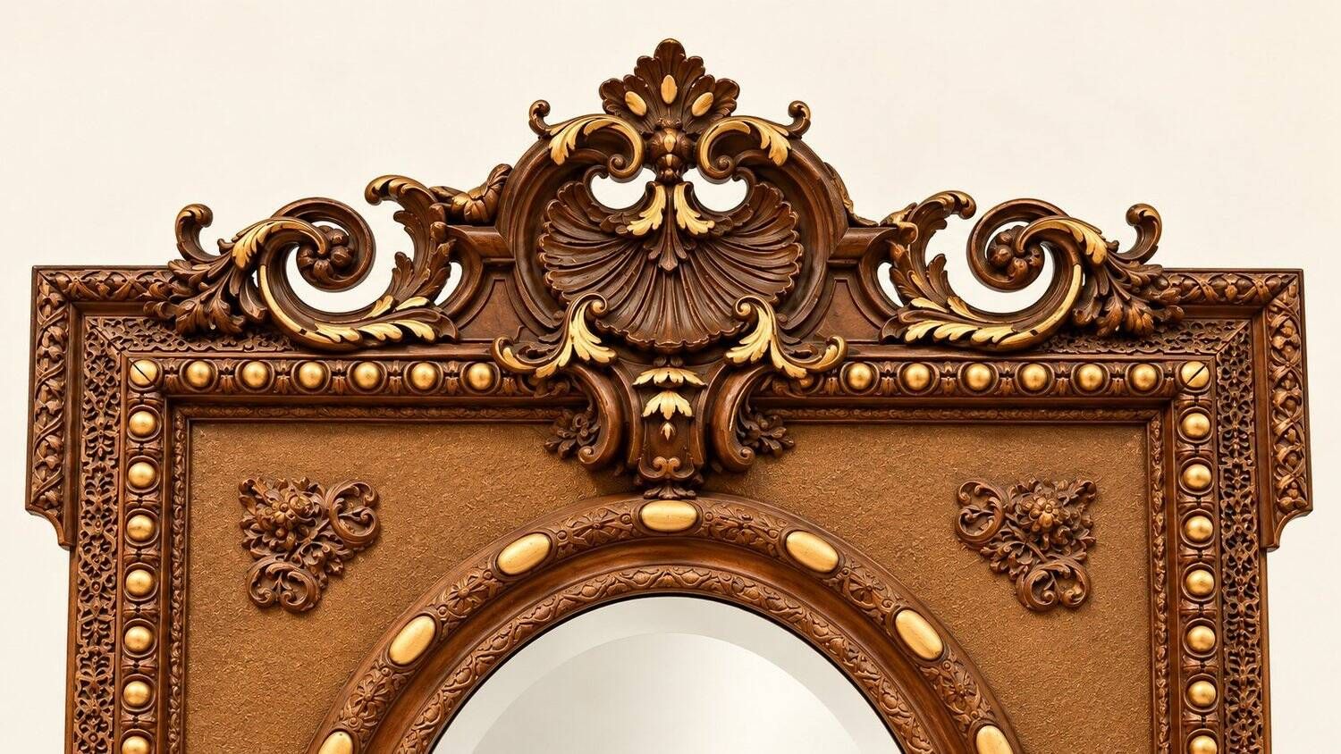 Large Napoleon III trumeau mirror, gilded wood, bevelled glass, 19th century.