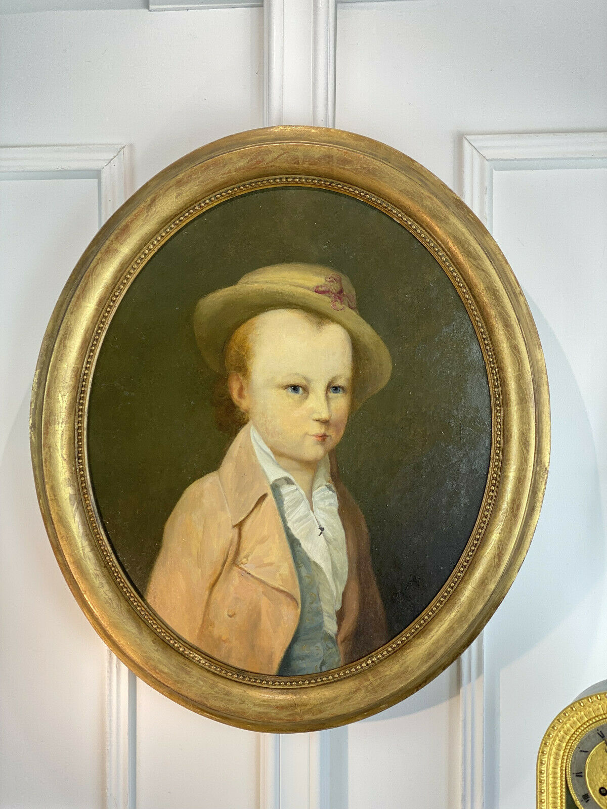 Oil on canvas oval late eighteenth portrait from château de Brialy