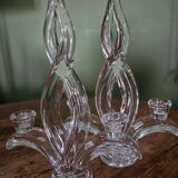 Pair of Flame Crystal Candlesticks