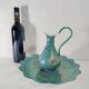 Minakari Signed Enameled Sheet Metal Ewer and Dish / 20th Century Middle East / Jug