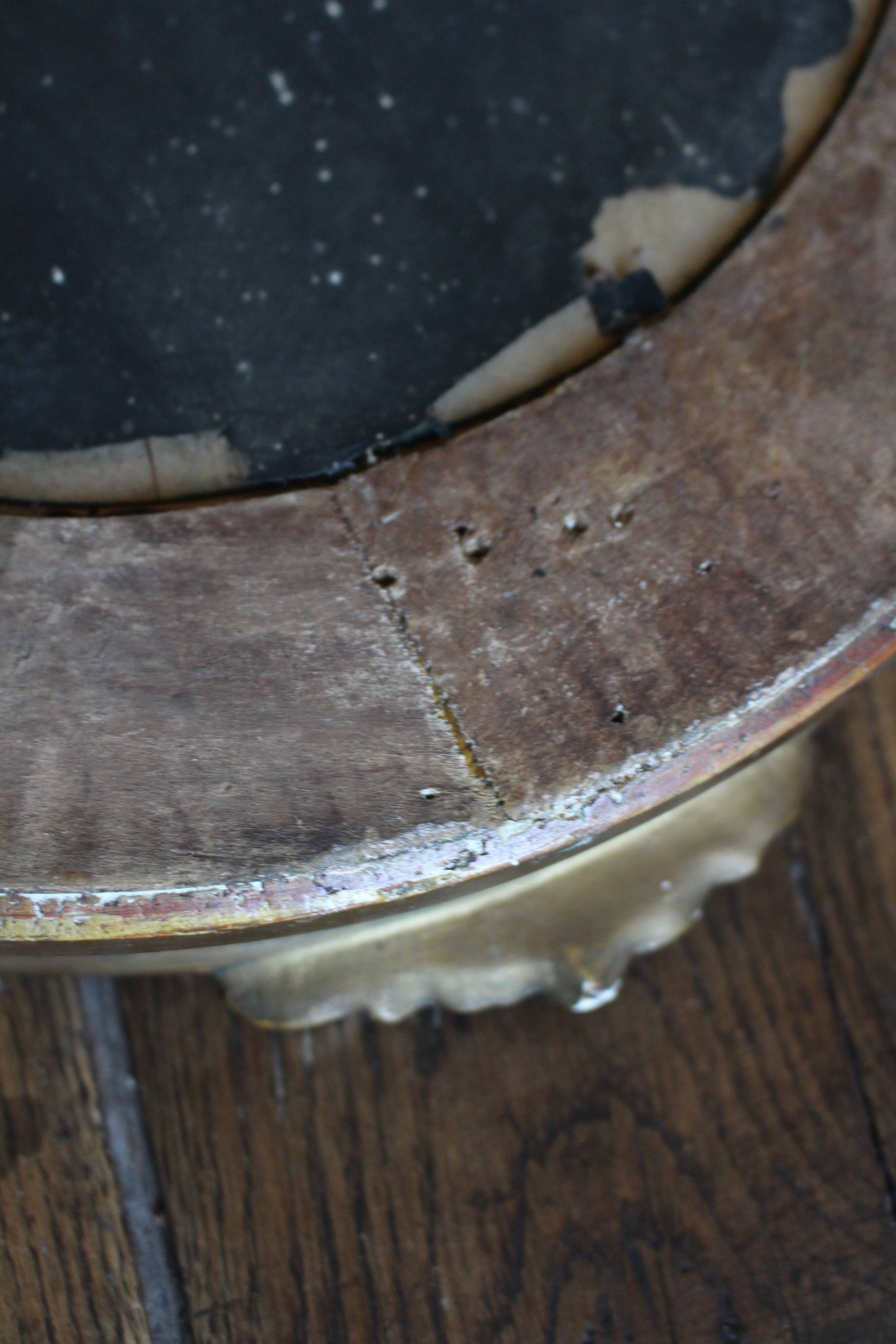 Golden Oval Mirror with Bow and Roses Decor