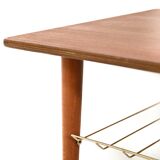 Scandinavian Teak Coffee Table with brass shelf