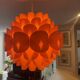 Scandinavian style orange acrylic hanging lamp by Bonita, 1970s