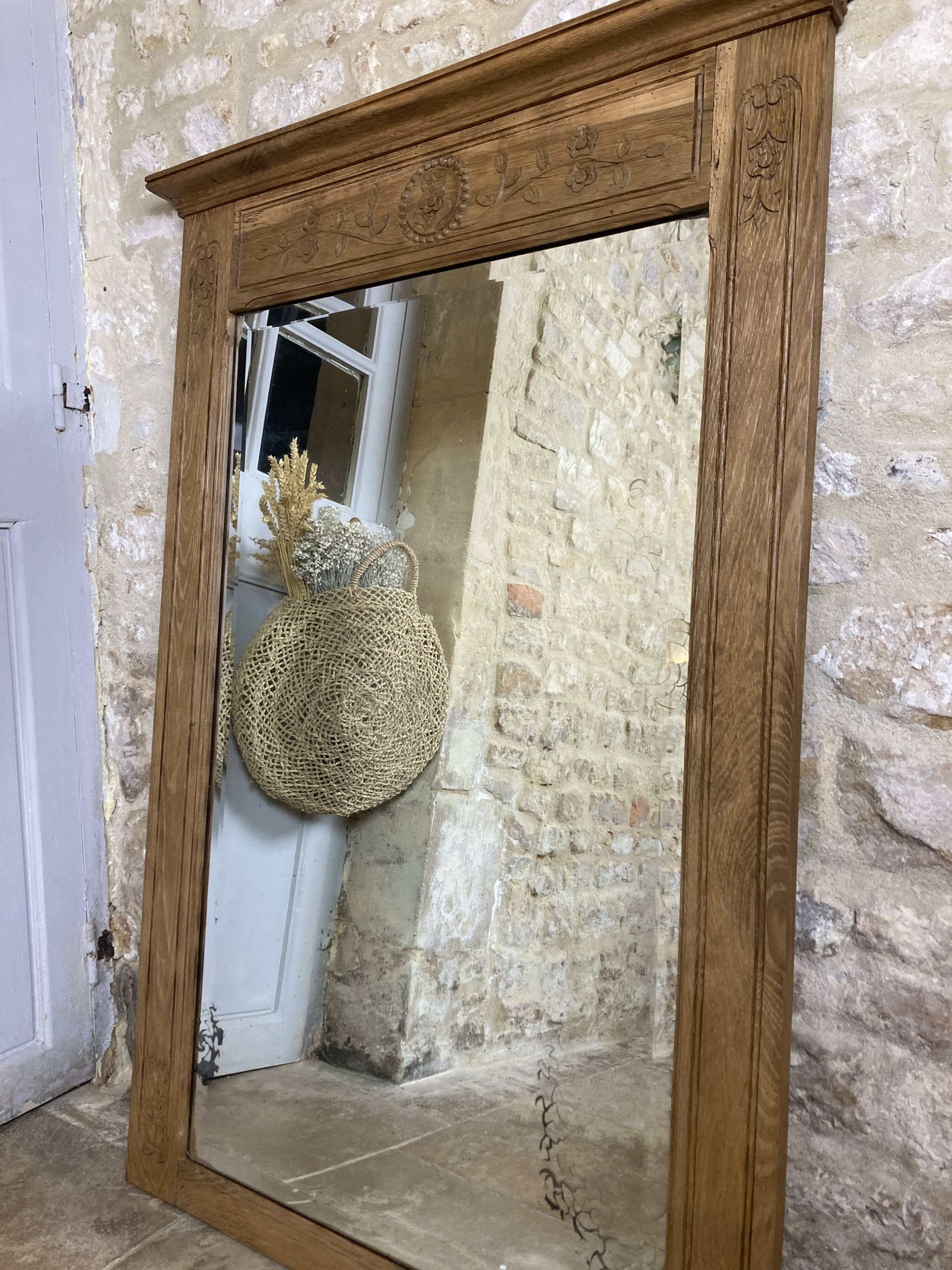 Oak trumeau mirror